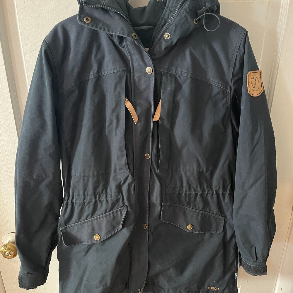 Fjallraven G-1000 Parka with Hood, Navy Blue, Size M